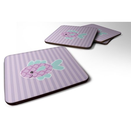 CAROLINES TREASURES Purple Fish Foam Coasters - Set of 4 BB7128FC